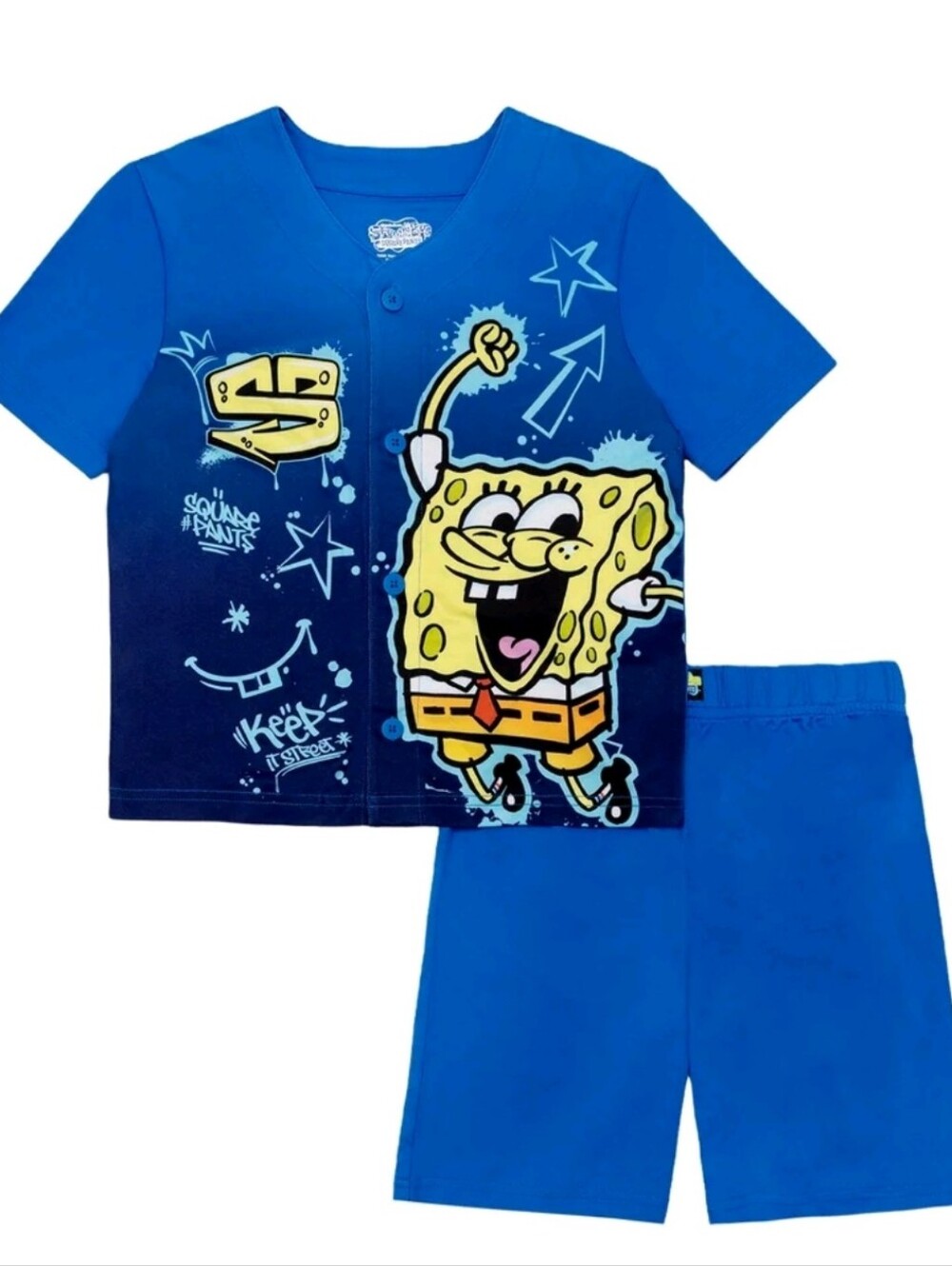 SpongeBob SquarePants Royal Blue & Yellow Kids Pajama Set Size M(8)